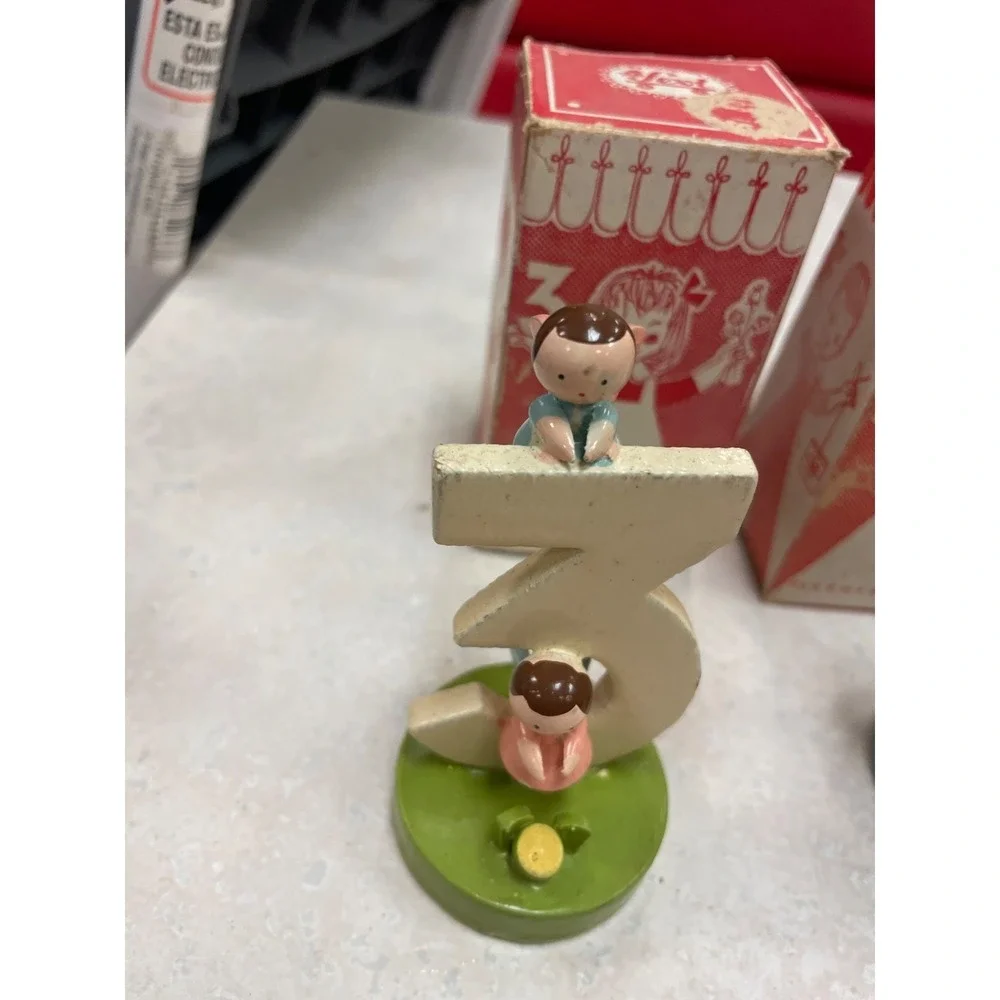 Sevi Lot Of  2 Wooden Birthday Cake Toppers 3